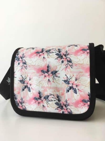 Handtasche klein Blumen rosa/anthrazit