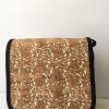 Handtasche mittel - Korkdeckel Blumen/beige