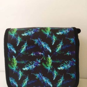 Handtasche mittel - Federn blau/grün