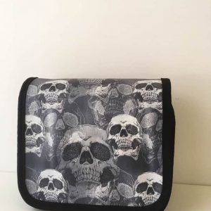 Handtasche klein - Totenkopf weiss/grau/schwarz