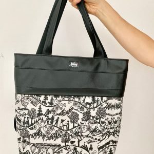 Rucksacktasche 4 in 1 – Kunstleder Schweizer Scherenschnitt / Wachstuch