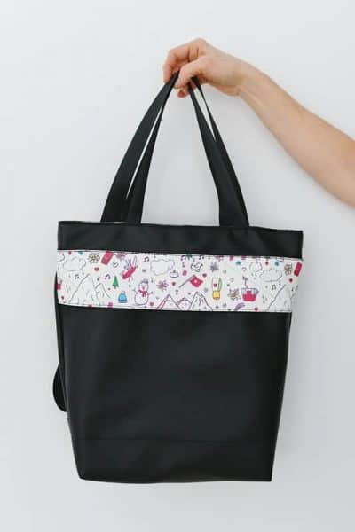 Rucksacktasche 4 in 1 – Kunstleder Schweizer Collage Schwarz