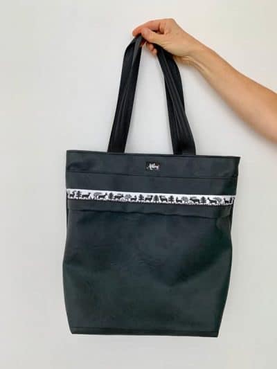 Rucksacktasche 4 in 1 – Kunstleder Webband Anthrazit / Wachstuch