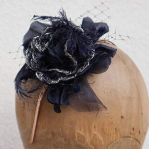 Fascinator Dunkelblau/ Silber