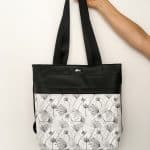 Rucksacktasche 4 in 1 – Kunstleder Pusteblumen schwarz/weiss