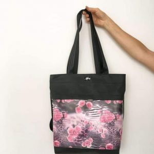 Rucksacktasche 4 in 1 – Kunstleder Blumen pink/Zebra