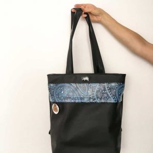 Rucksacktasche 4 in 1 – Kunstleder Ornament blau