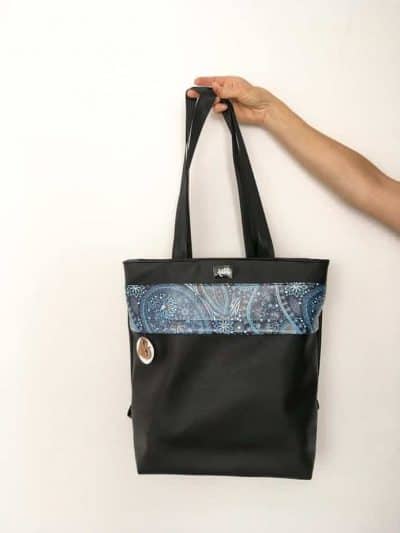 Rucksacktasche 4 in 1 – Kunstleder Ornament blau