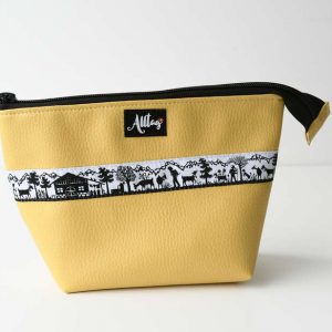 Etui gross Scherenschnitt Webband gelb