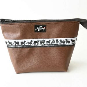 Etui gross Scherenschnitt Webband rostbraun