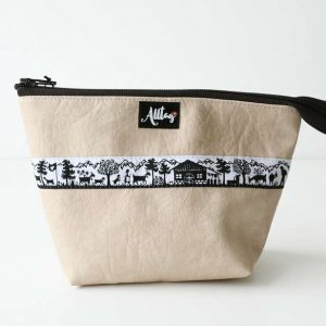 Etui gross Scherenschnitt Webband beige Vintage