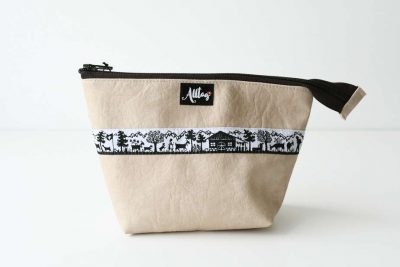 Etui gross Scherenschnitt Webband beige Vintage
