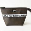 Etui gross Scherenschnitt Webband dunkelbraun Vintage