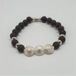 Armband mit 3 Silberornamenten schwarz
