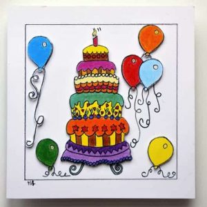 Geburtstagskarte Kuchen mit Ballon