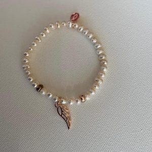 Armband Süsswasserzuchtperlen mit Feder