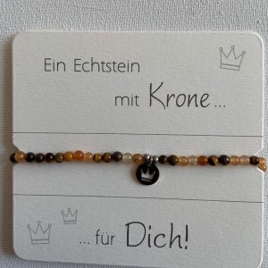Armband Tigerauge mit Krone