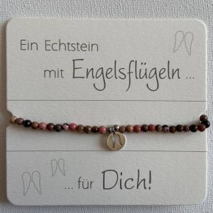 Armband Rhodonit mit Engelsflügel