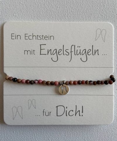 Armband Rhodonit mit Engelsflügel