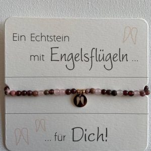 Armband Granat mit Engelsflügel