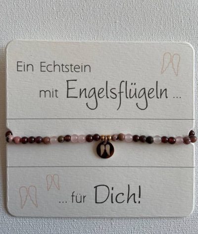 Armband Granat mit Engelsflügel