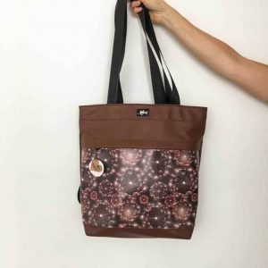 Rucksacktasche 4 in 1 – Kunstleder Pusteblumenfeuerwerk braun