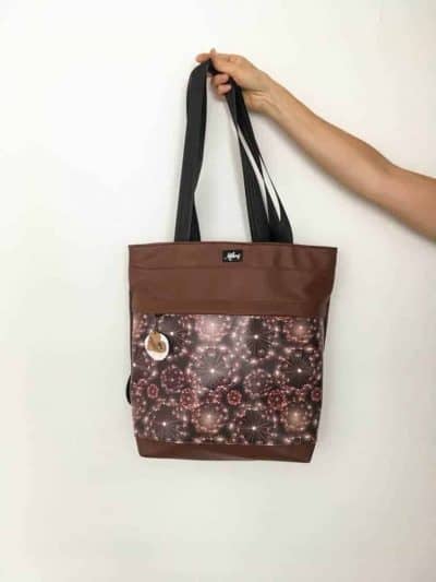 Rucksacktasche 4 in 1 – Kunstleder Pusteblumenfeuerwerk braun