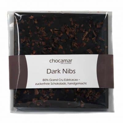 Dark Nibs zuckerfreie Schokolade, 60g