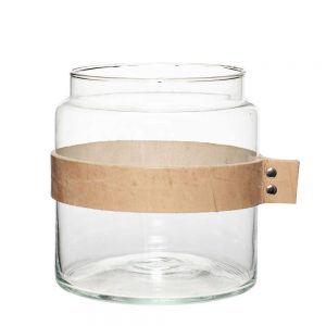 Vase mit Leder breit