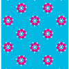 Postkarte Blau mit roten Blumen