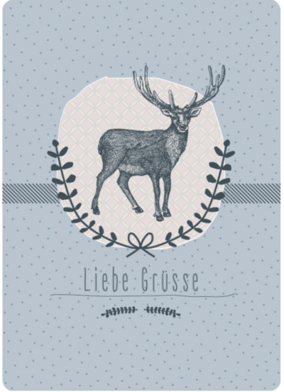 Postkarte LIEBE GRÜSSE vom Hirsch