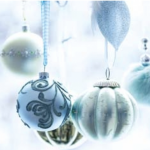 Weihnachtskarte Blaue Kugeln