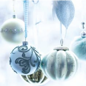 Weihnachtskarte Blaue Kugeln