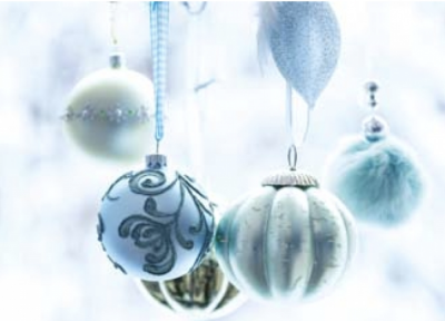 Weihnachtskarte Blaue Kugeln