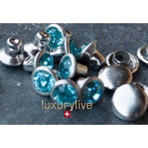 Strass Nieten si Aquamarine 3mm 40Stk. mit Rückteil