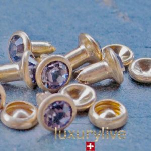 Strass Nieten go lt Sapphire 4mm, mit Rückteil, 20Stk