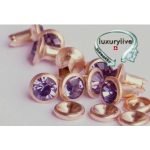 Strass Nieten go Tanzanite 4mm, mit Rückteil, 20Stk
