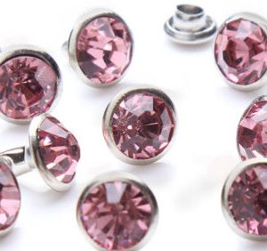 Strass Nieten si lt Rose, 3mm, mit Rückteil, 40Stk