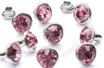 Strass Nieten si lt Rose, 3mm, mit Rückteil, 40Stk