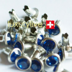 Strass Nieten si Sapphire 4mm mit Rückteil, 20Stk