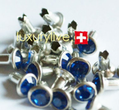 Strass Nieten si Sapphire 4mm mit Rückteil, 20Stk