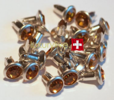 Strass Nieten si Topaz, 4mm, mit Rückteil, 20Stk