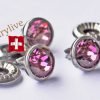 Swarovski Strass Nieten, ss29, Rose, 25Stk mit Rückteil, Edelstahl, Stiftlänge 4mm
