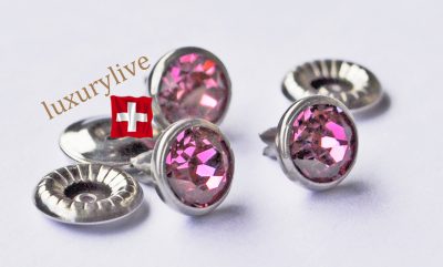Swarovski Strass Nieten, ss29, Rose, 25Stk mit Rückteil, Edelstahl, Stiftlänge 4mm