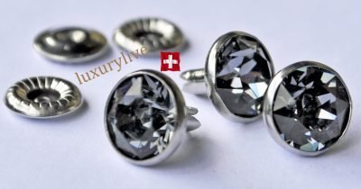 Swarovski Strass Nieten ss39, Silver Night, Edelstahl , 10Stk, mit Rückteil, Stiftlänge 5mm
