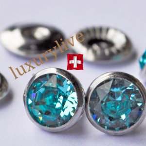 Swarovski Strass Nieten ss29, lt Türkis, 25Stk, Edelstahl, mit Rückteil