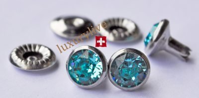 Swarovski Strass Nieten ss29, lt Türkis, 25Stk, Edelstahl, mit Rückteil