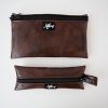 Flaches Etui aus Eco pelle dunkelbraun glanz