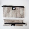 Flaches Etui aus Eco pelle Striche beige/anthrazit