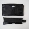 Flaches Etui aus Eco pelle Schlangenoptik schwarz